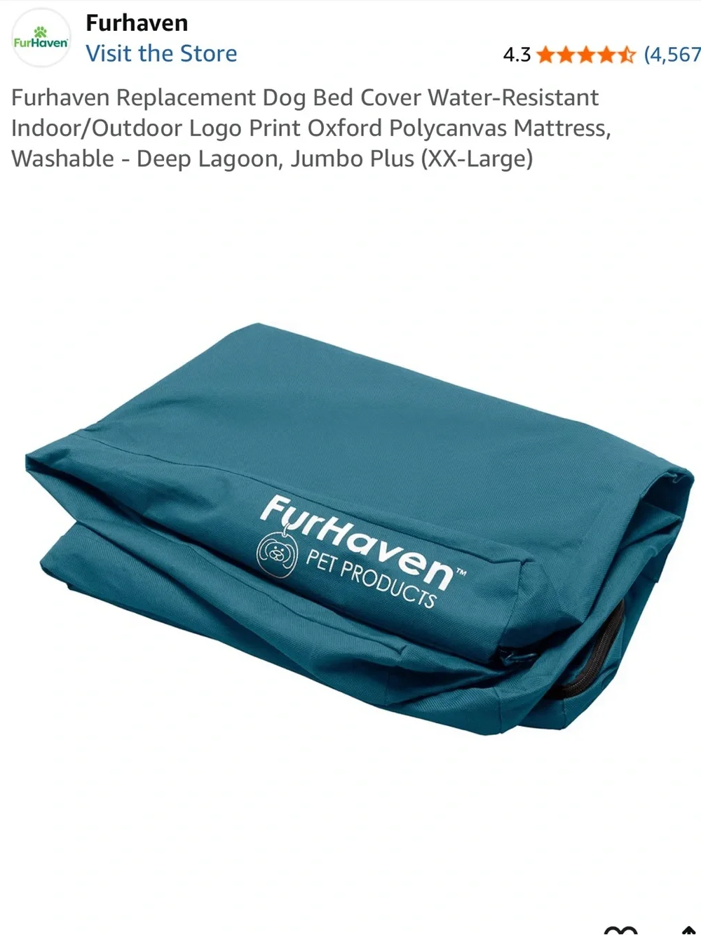 Replacement Dog Bed Cover Indoor Outdoor Water Resistant 53” x 40” Size XXL